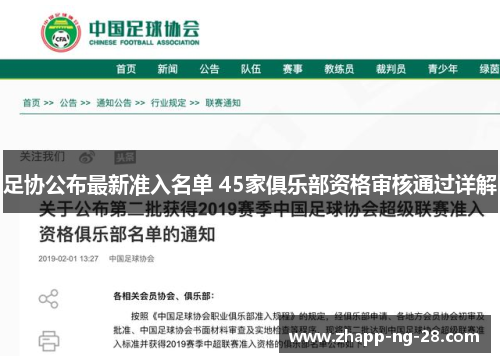足协公布最新准入名单 45家俱乐部资格审核通过详解 足协公布最新准入名单 45家俱乐部资格审核通过详解